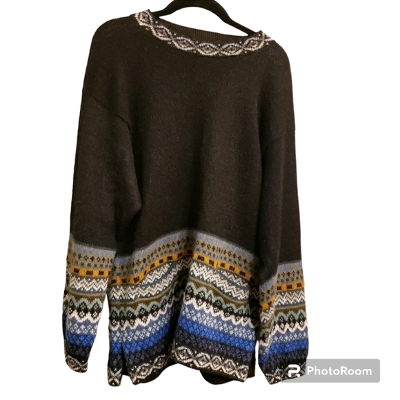 Fair Isle Alpaca Loreto, Mexico hand-woven, crew neck sweater, women's s… - Picture 1 of 8